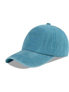 Unisex Washed-aquamarine Baseball Cap Cotton Fits Washed Denim Adjustable Hat